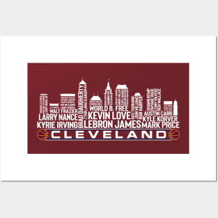 Cleveland Basketball Team All Time Legends, Cleveland City Skyline Posters and Art